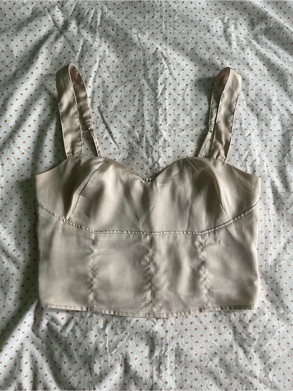 Abercrombie + Fitch Cream Satin Bustier Sleeveless Blouse